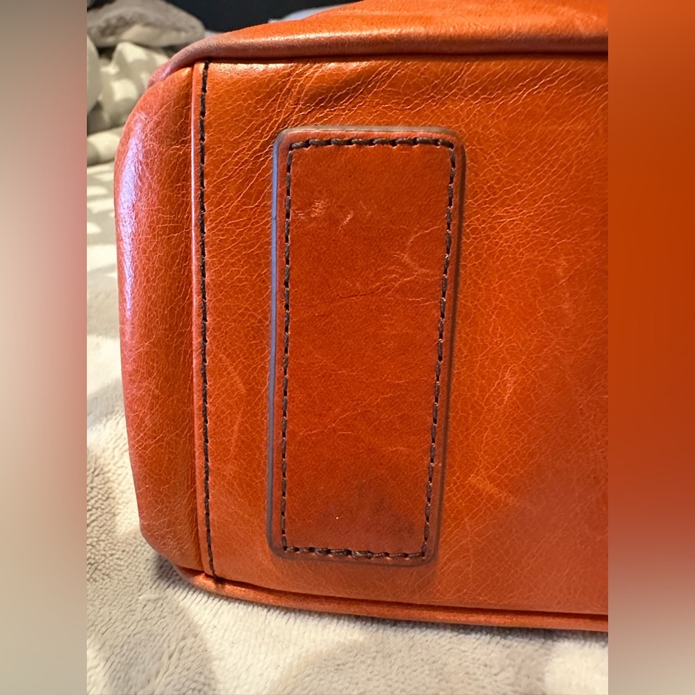 HOBO Salina Russet Orange Leather Satchel / Shoulder Bag - Picture 7 of 14